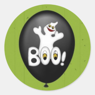 ハロウィンの幽霊の気球のステッカー ラウンドシール