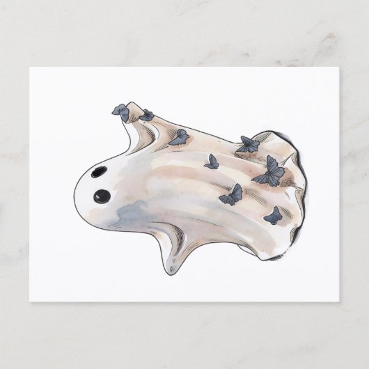 ハロウィンの幽霊の蝶のポストカード ポストカード (正面)