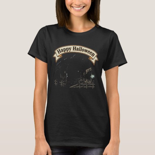 ハロウィンの幽霊の街 Tシャツ (正面)