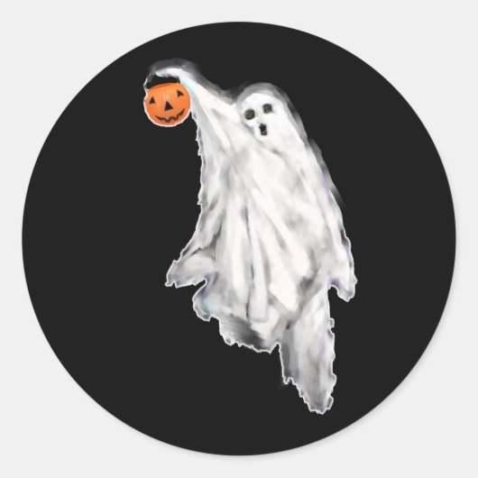 ハロウィンの幽霊の面白いデザイン ラウンドシール (正面)