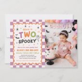 ハロウィンの幽霊の2歳の誕生日写真 招待状 (正面)