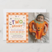 ハロウィンの幽霊の2歳の誕生日写真 招待状 (正面)