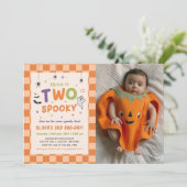 ハロウィンの幽霊の2歳の誕生日写真 招待状 (スタンド正面)