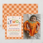 ハロウィンの幽霊の2歳の誕生日写真 招待状 (正面/裏面)