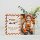 ハロウィンの幽霊の2歳の誕生日写真 招待状 (スタンド正面)