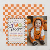 ハロウィンの幽霊の2歳の誕生日写真 招待状 (正面/裏面)