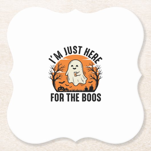 ハロウィンの幽霊のTシャツ おばけに会いに来た ペーパーコースター (正面)
