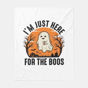 ハロウィンの幽霊のTシャツ お化けだってブーって言いたいだけ フリースブランケット