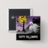 ハロウィンの幽霊は販売を離れて10%を打ちます 缶バッジ (正面&裏面)