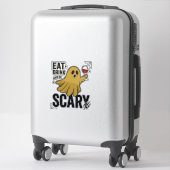 ハロウィンの幽霊は食べ飲みして怖がらせる ビンテージ風_1 シール (スーツケース)