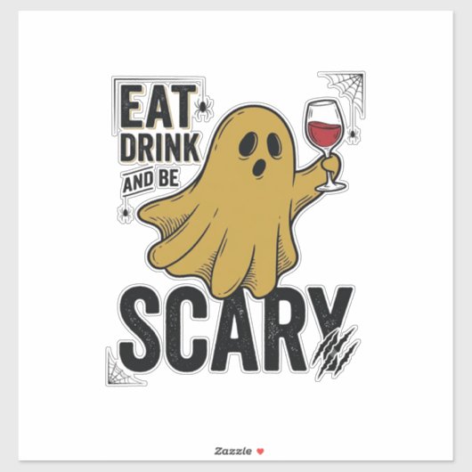 ハロウィンの幽霊は食べ飲みして怖がらせる ビンテージ風_1 シール (シート)