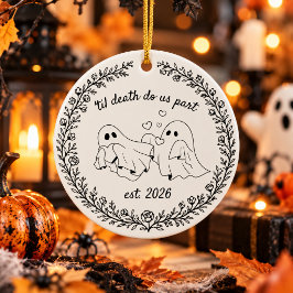 ハロウィンの幽霊カップル Till Death Do Us Part セラミックオーナメント