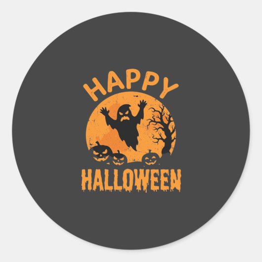 ハロウィンの幽霊カボチャベクターデザイン ラウンドシール (正面)