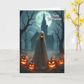 ハロウィンの幽霊カード カード (黄色い花)