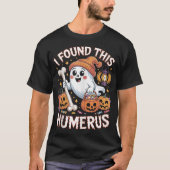 ハロウィンの幽霊スケルトンTシャツ おもしろ上腕骨 Tシャツ (正面)