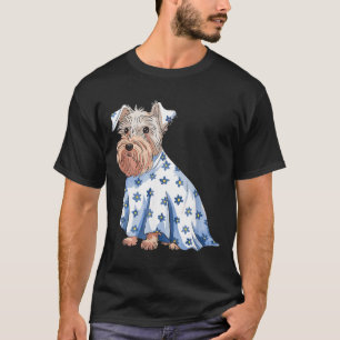 ハロウィンの幽霊犬と花 面白いハロウィン Tシャツ