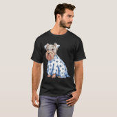ハロウィンの幽霊犬と花 面白いハロウィン Tシャツ (正面フル)