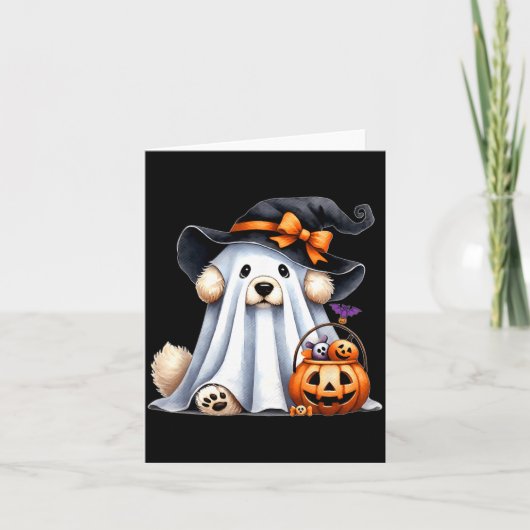 ハロウィンの幽霊犬 カード (正面)