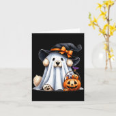 ハロウィンの幽霊犬 カード (黄色い花)