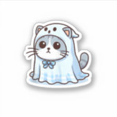ハロウィンの幽霊衣装を着た猫たち_1 シール (正面)