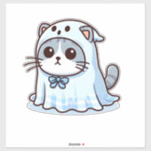 ハロウィンの幽霊衣装を着た猫 シール (シート)