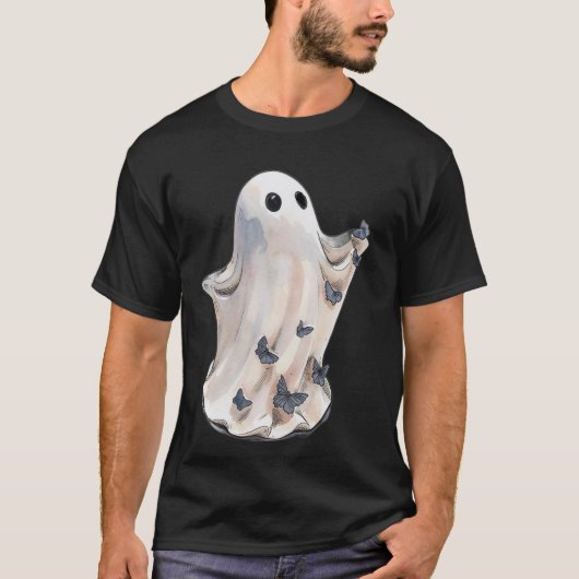 ハロウィンの幽霊1匹の蝶 Tシャツ (正面)