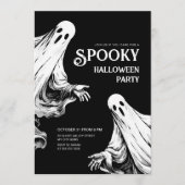 ハロウィンの幽霊2体と不気味な夜のパーティー 招待状 (正面)