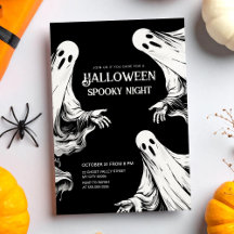 ハロウィンの幽霊2体と不気味な夜のパーティー