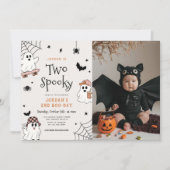 ハロウィンの幽霊2歳の誕生日写真 招待状 (正面)