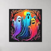 ハロウィンの幽霊3体デザイン キャンバスプリント (正面)