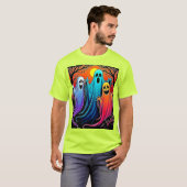 ハロウィンの幽霊3体デザイン Tシャツ (正面フル)