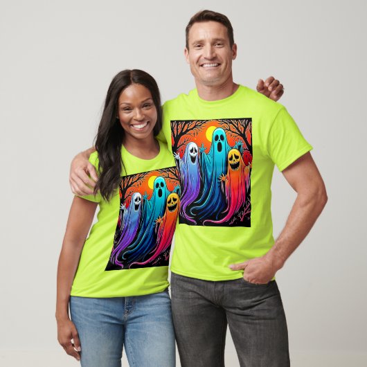 ハロウィンの幽霊3体デザイン Tシャツ (ユニセックス)