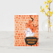 ハロウィンの幽霊 カード (黄色い花)