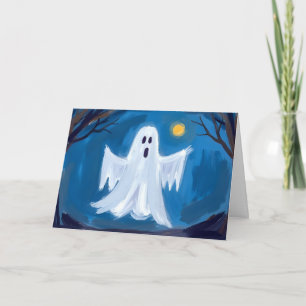 ハロウィンの幽霊 スプーキーな水彩画 シーズンカード