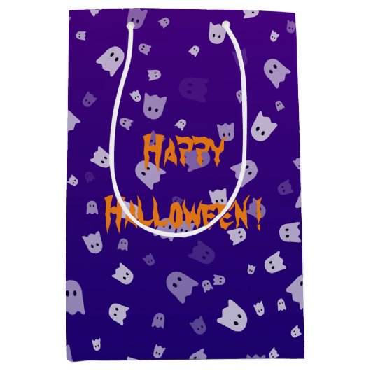ハロウィンの幽霊 ミディアムペーパーバッグ (正面)
