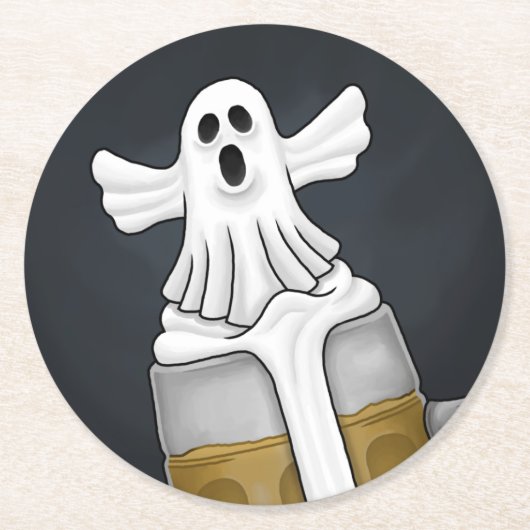 ハロウィンの幽霊 ラウンドペーパーコースター (正面)