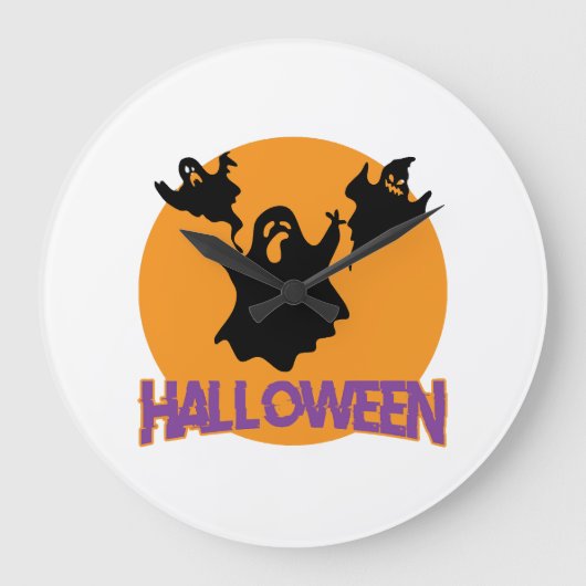 ハロウィンの幽霊 ラージ壁時計 (正面)