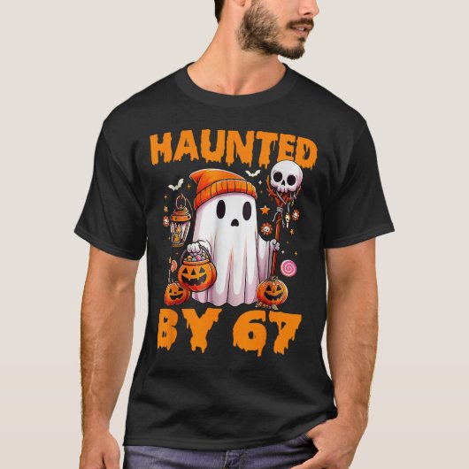 ハロウィンの幽霊 六七 6 7 ミーム 67 スケルトンの手 Tシャツ (正面)