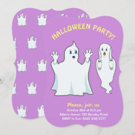 ハロウィンの幽霊(紫色の招待状) 招待状