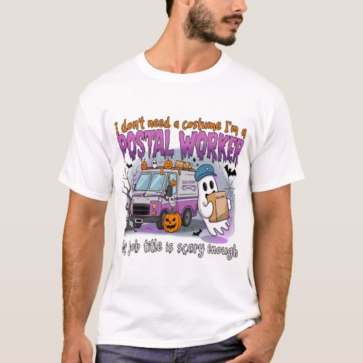 ハロウィンの幽霊、郵便配達員 Tシャツ (正面)