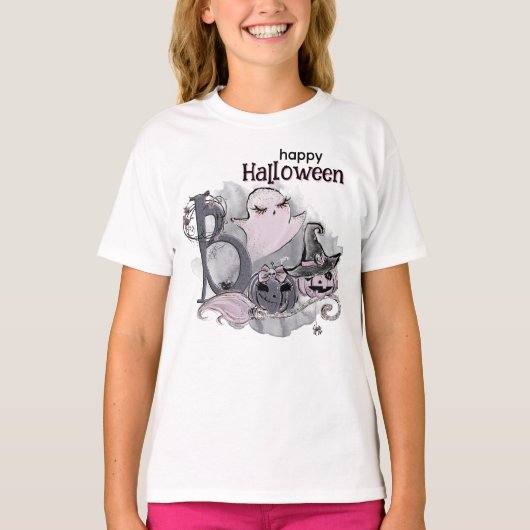 ハロウィンの幽霊  Tシャツ (正面)