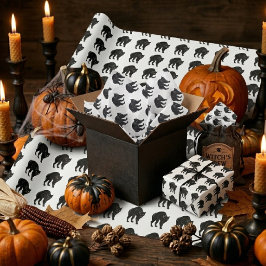 ハロウィンの徘徊する黒猫のシルエット描画 薄葉紙