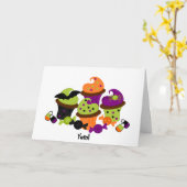 ハロウィンの御馳走 カード (黄色い花)