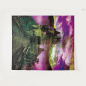 ハロウィンの怖いお城の写真用背景 タペストリー (正面(横))