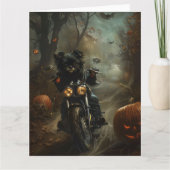 ハロウィンの怖いアフェンピンシャーのバイク乗り カード (正面)