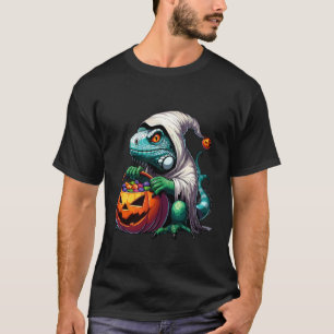 ハロウィンの怖いイグアナの幽霊のお菓子入れ Tシャツ