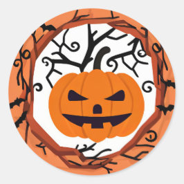ハロウィンの怖いカボチャのステッカー 封筒のシール ラウンドシール