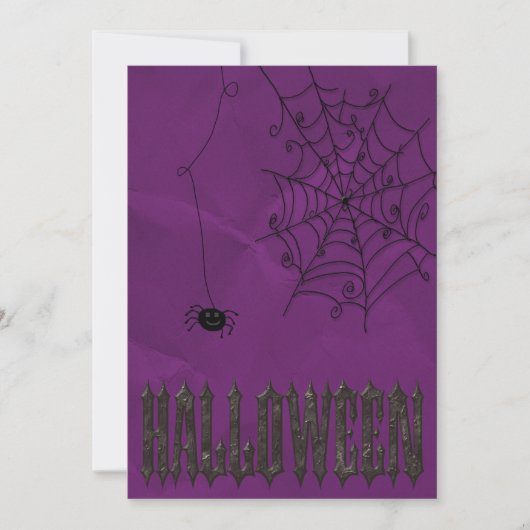 ハロウィンの怖いクモとクモの巣 招待状 (正面)