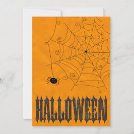 ハロウィンの怖いクモとクモの巣 招待状