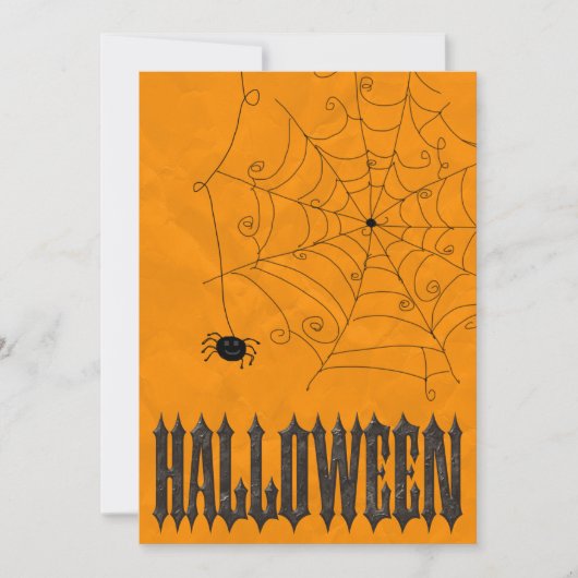 ハロウィンの怖いクモとクモの巣 招待状 (正面)